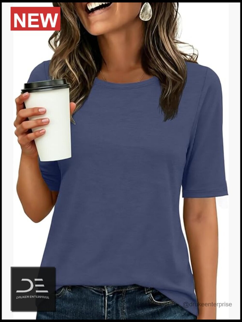 Half Sleeve Crewneck Basic Fit Tee Business Casual T-Shirt Spring Summer